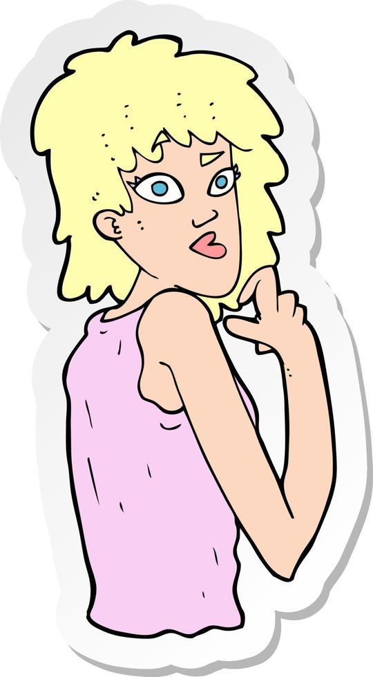 sticker van een cartoon verraste vrouw vector