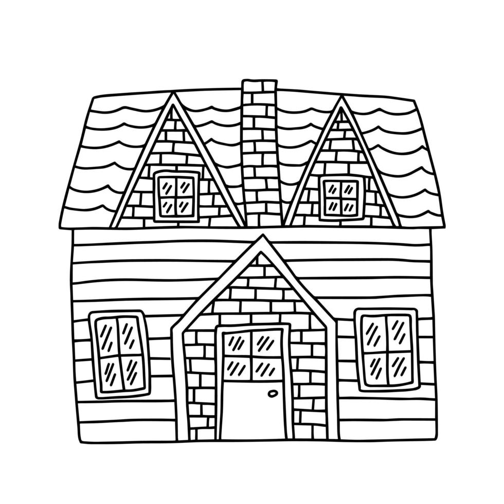 hand- getrokken land huis tekening illustratie. Scandinavisch huis met dak vector klem kunst