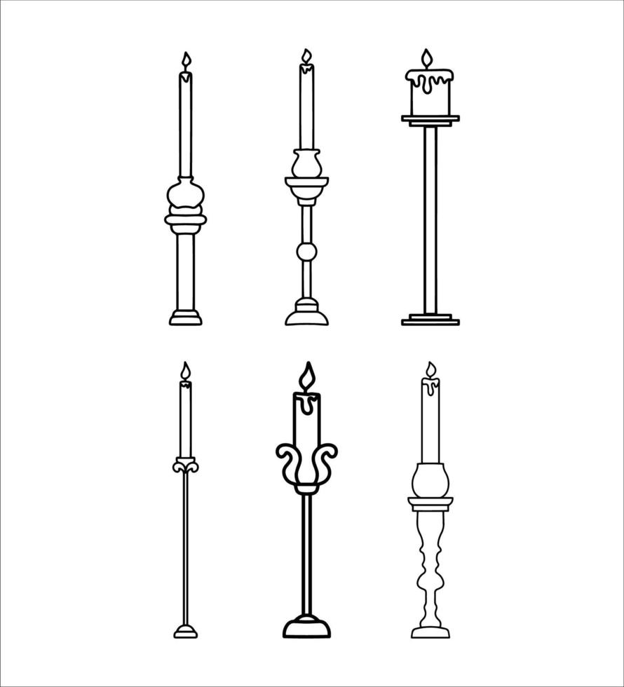 reeks van kandelaar wijnoogst schets vector