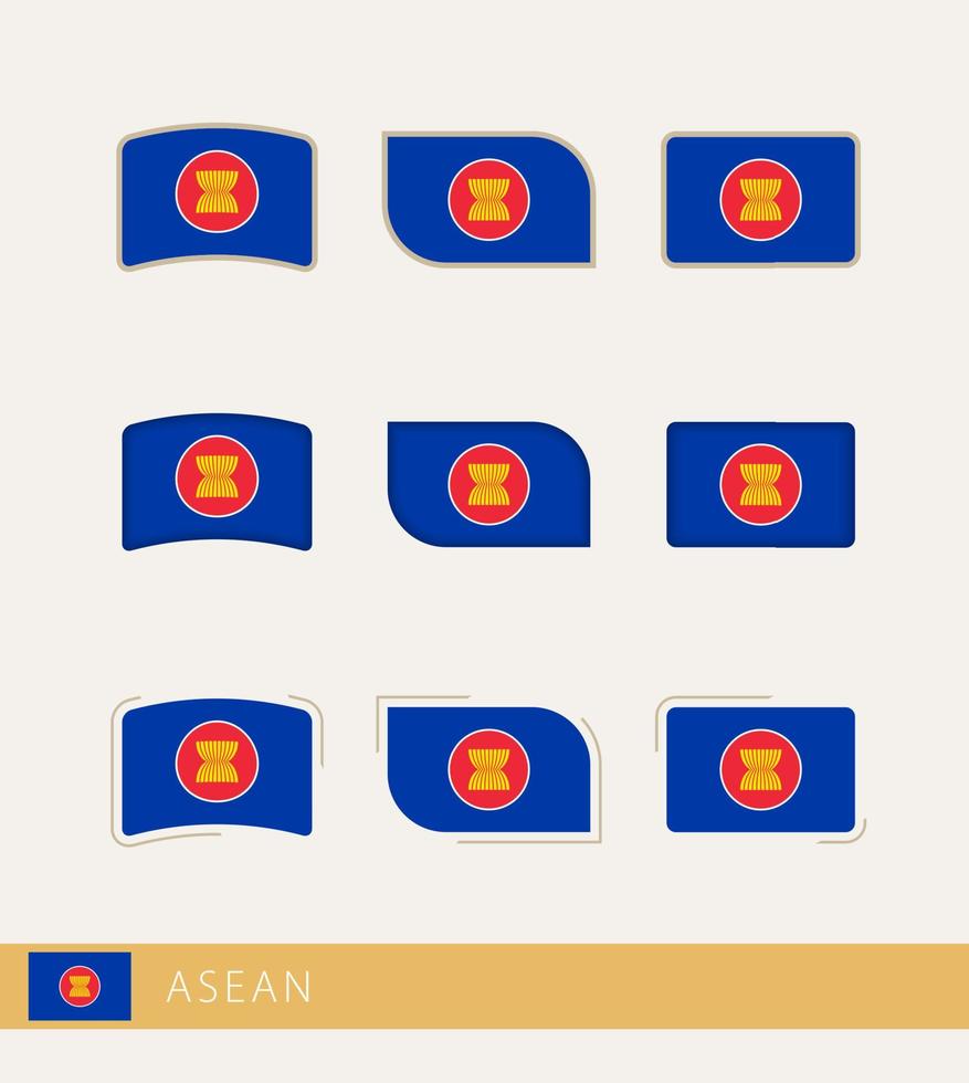 vector vlaggen van zee, verzameling van asean vlaggen.