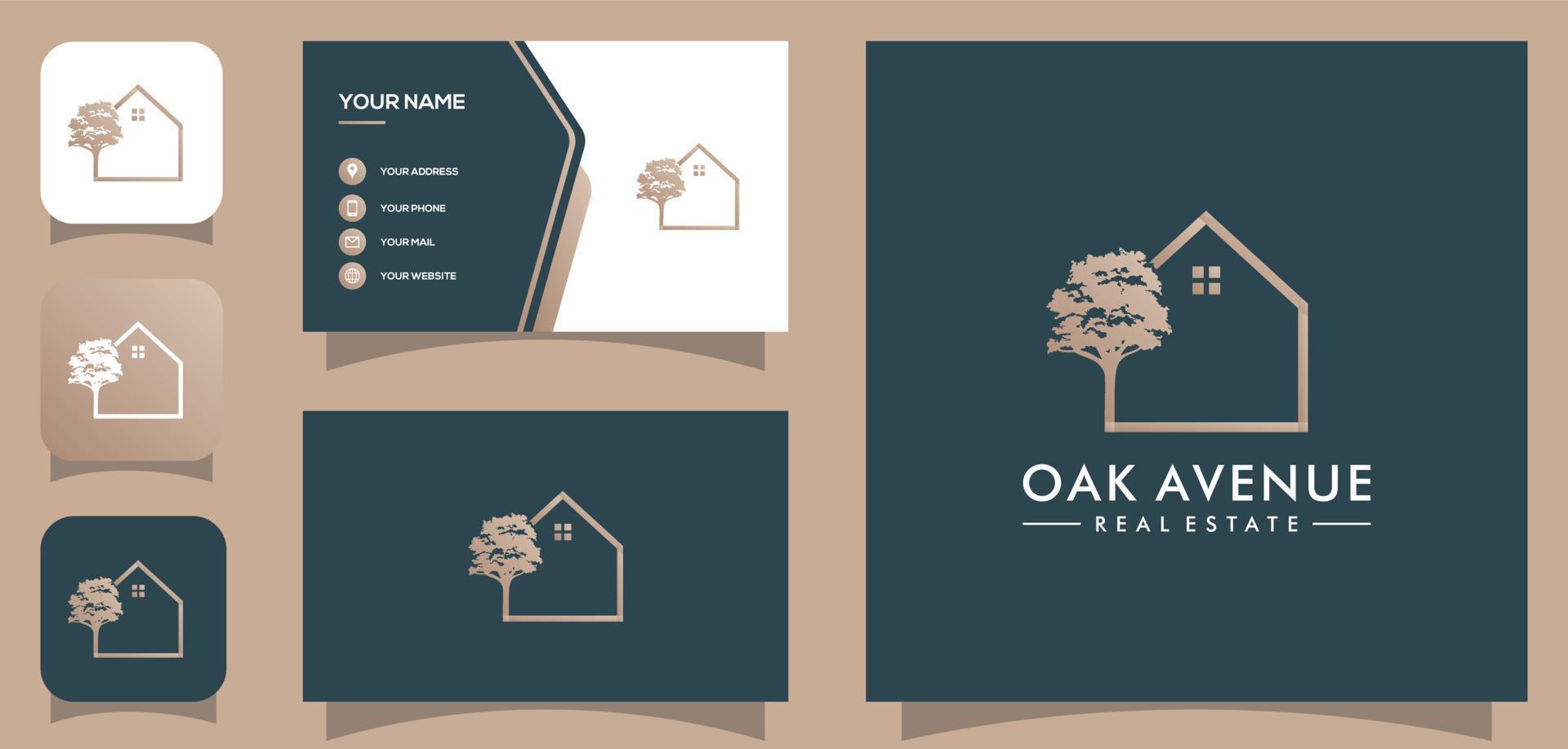 vector grafisch van huis boom logo ontwerp met bedrijf kaart sjabloon