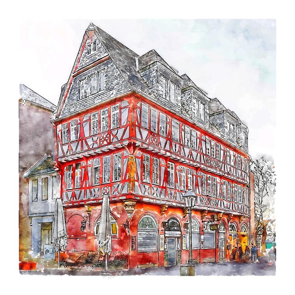 frankfurt duitsland aquarel schets hand getekende illustratie vector