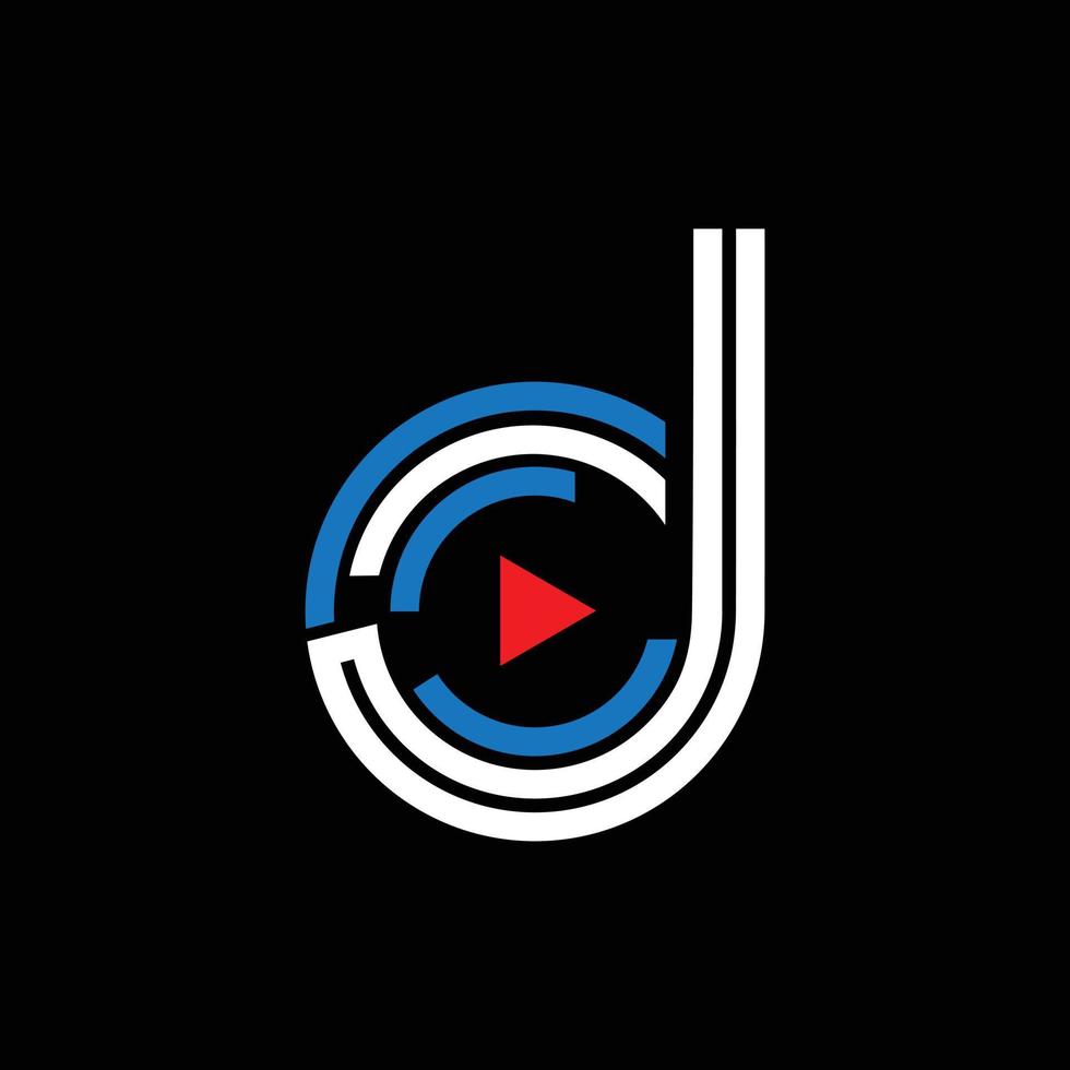 letter d media play technologie logo vector