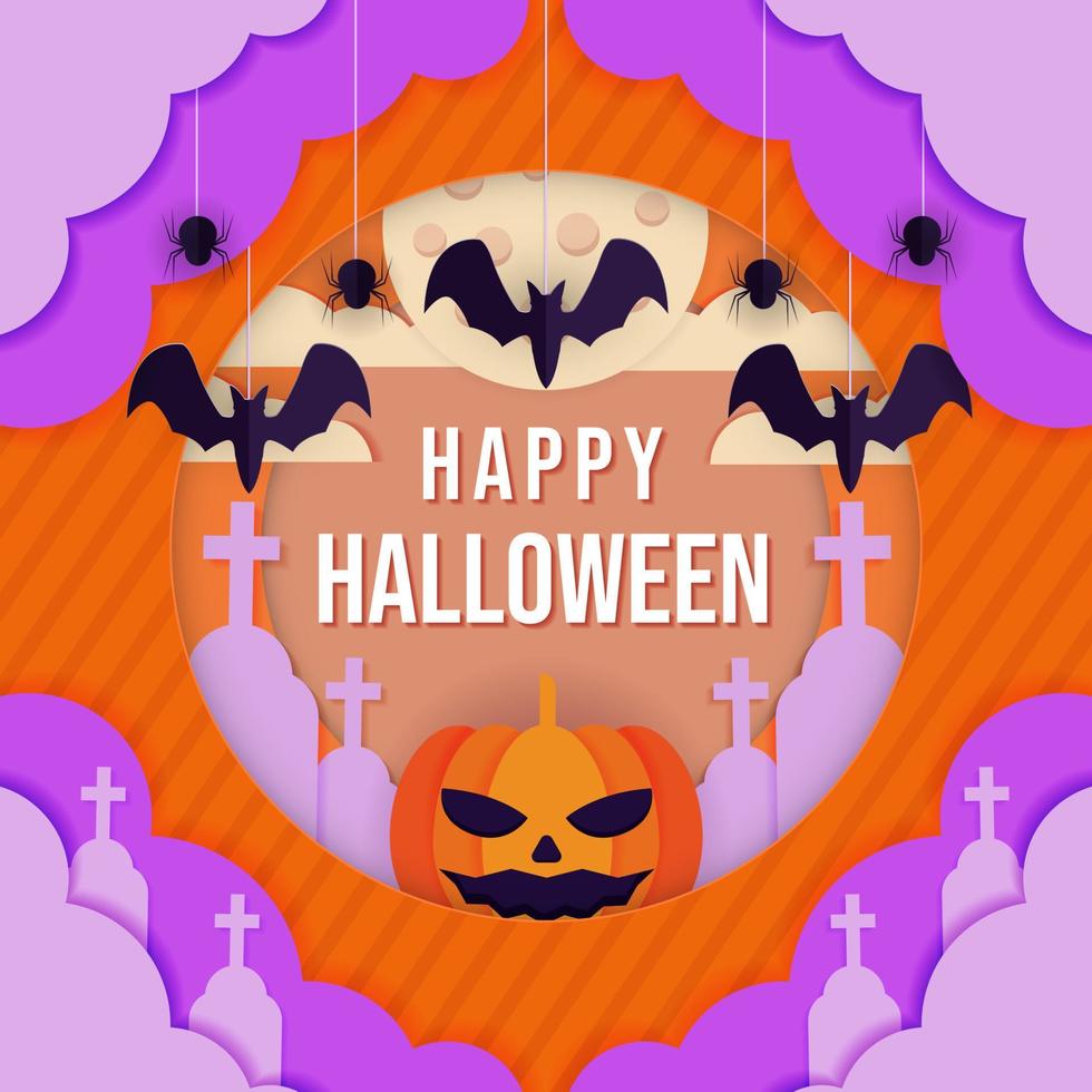 papier besnoeiing kunst gelukkig halloween illustratie ontwerp vector