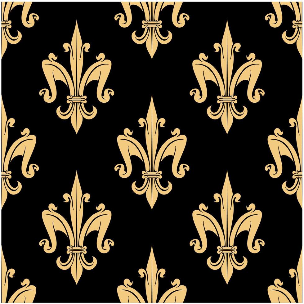 gouden fleur-de-lis naadloos patroon over- zwart vector