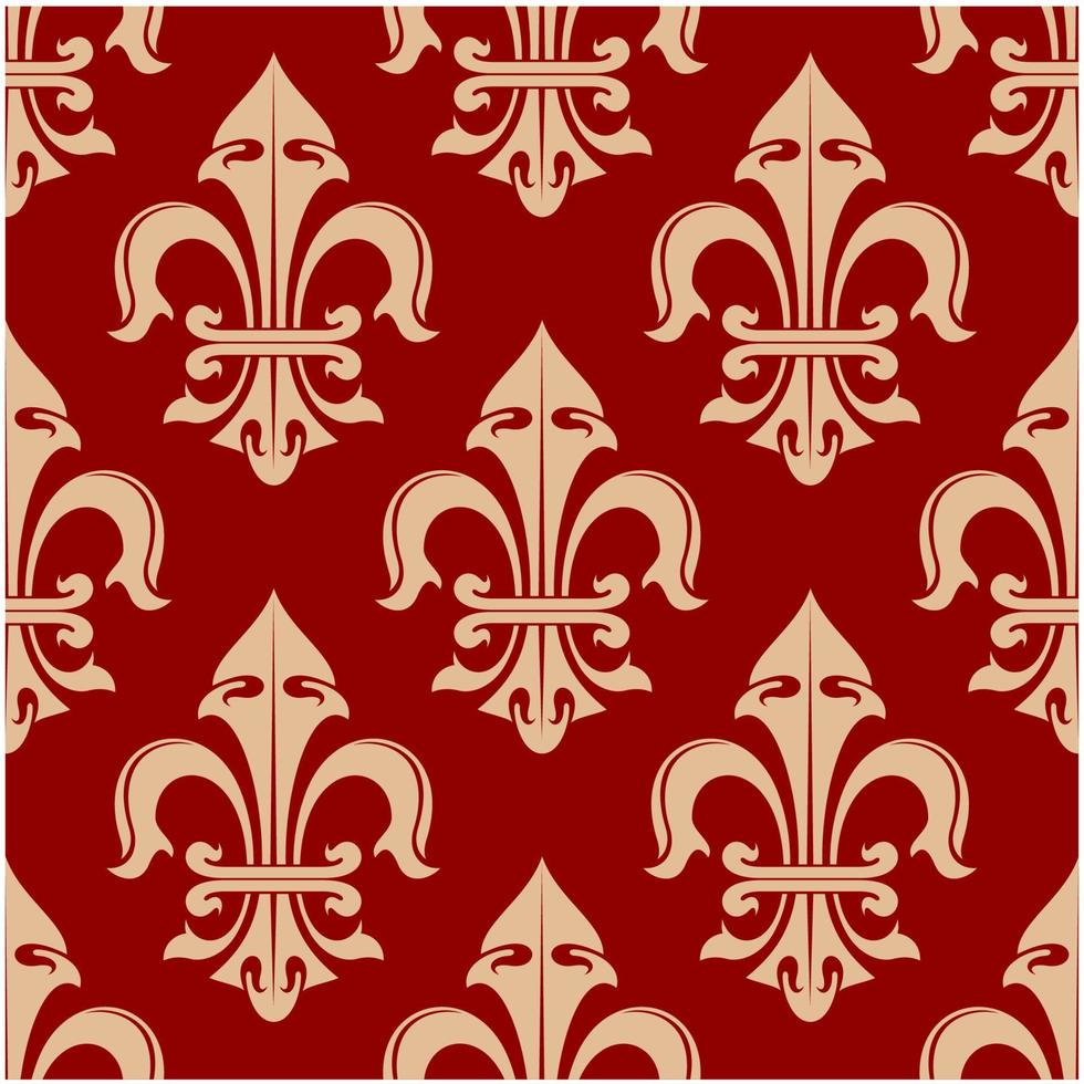 beige en rood Frans fleur-de-lis naadloos patroon vector