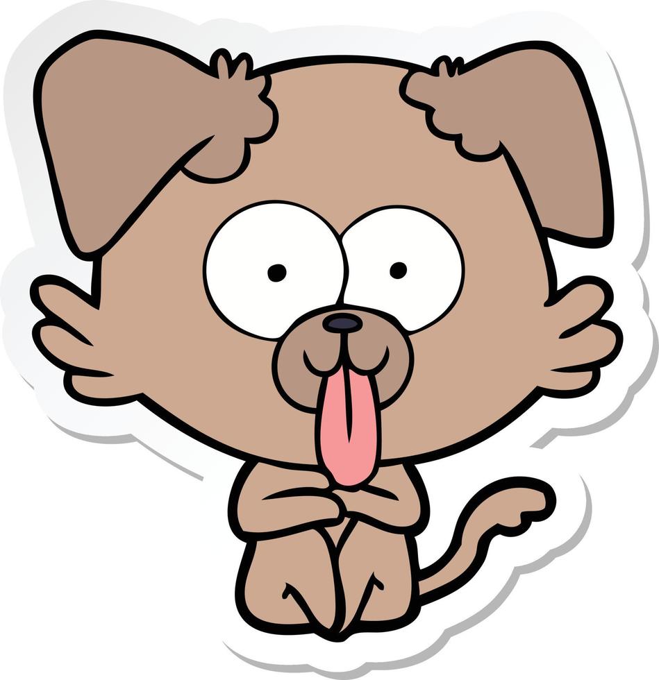 sticker van een tekenfilmhond met uitgestoken tong vector
