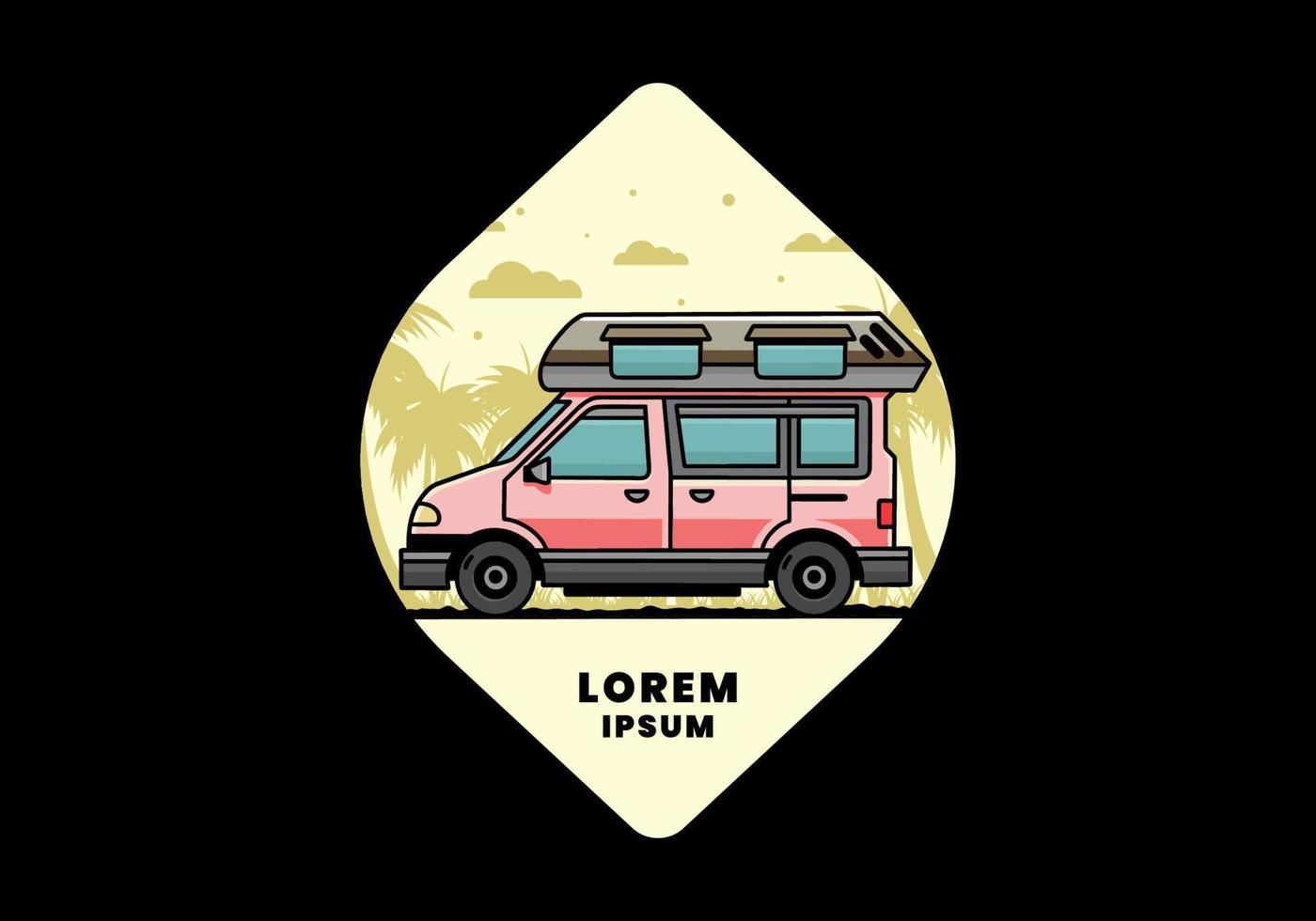 busje camper illustratie insigne ontwerp vector