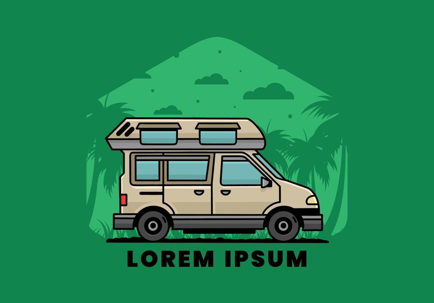 busje camper illustratie insigne ontwerp vector