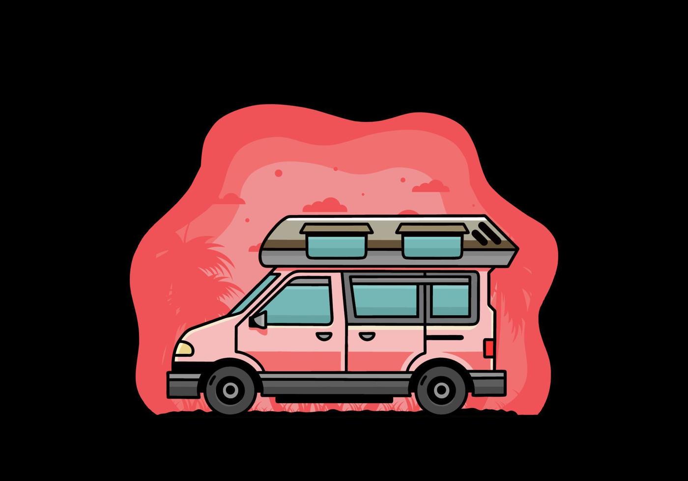 busje camper illustratie insigne ontwerp vector