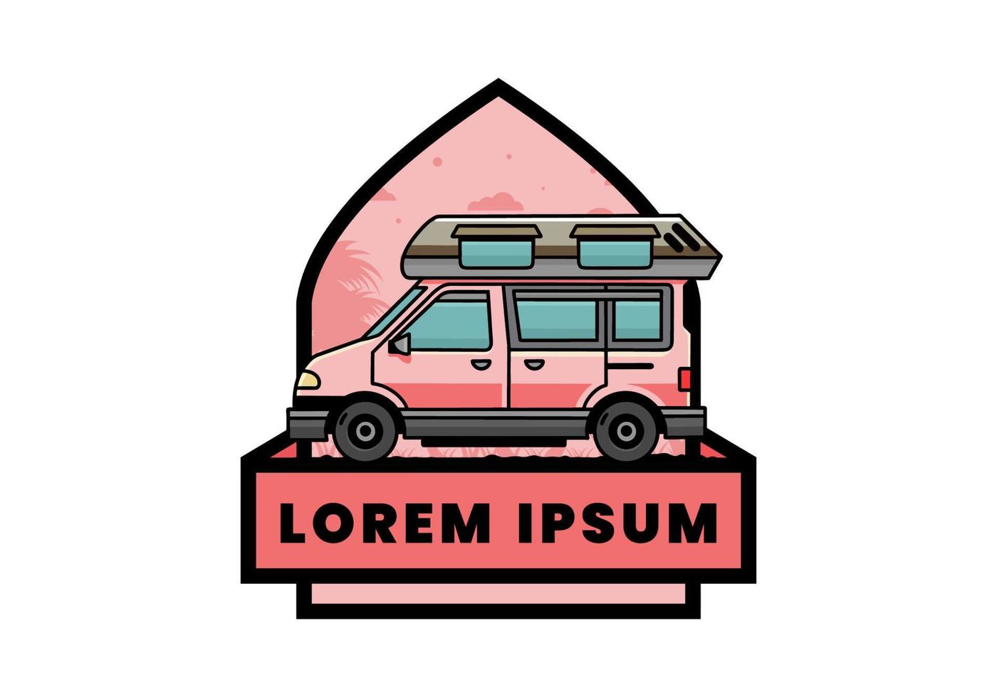 busje camper illustratie insigne ontwerp vector