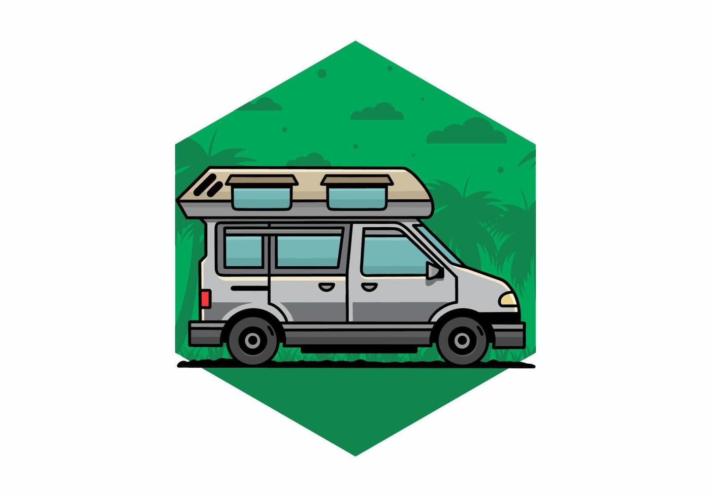 busje camper illustratie insigne ontwerp vector