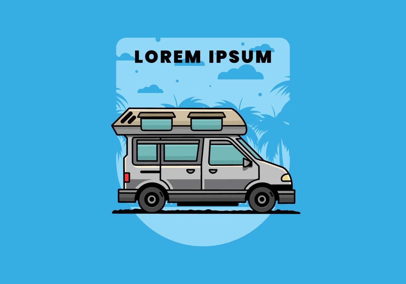 busje camper illustratie insigne ontwerp vector