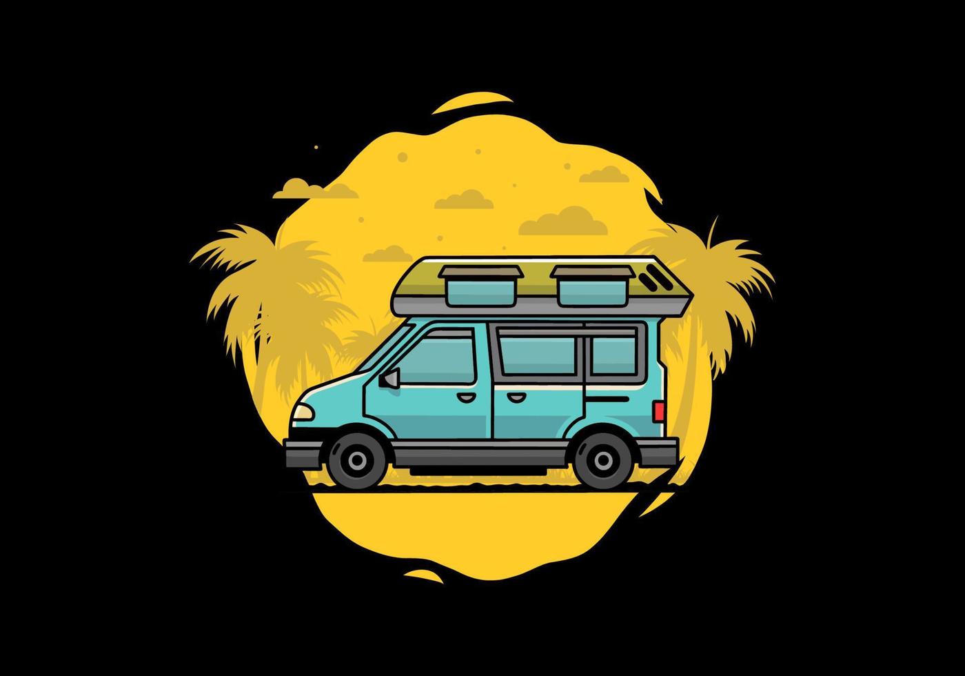 busje camper illustratie insigne ontwerp vector