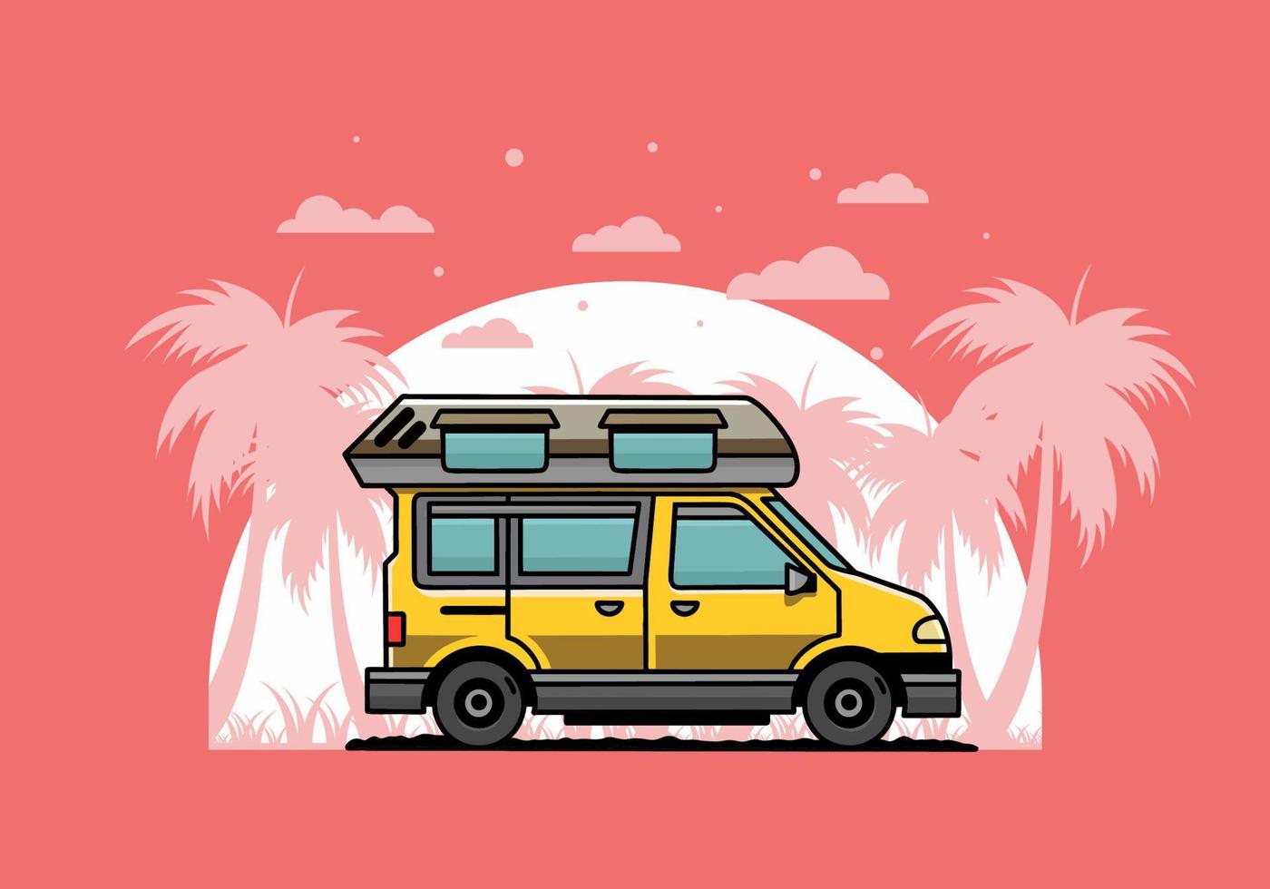 busje camper illustratie insigne ontwerp vector