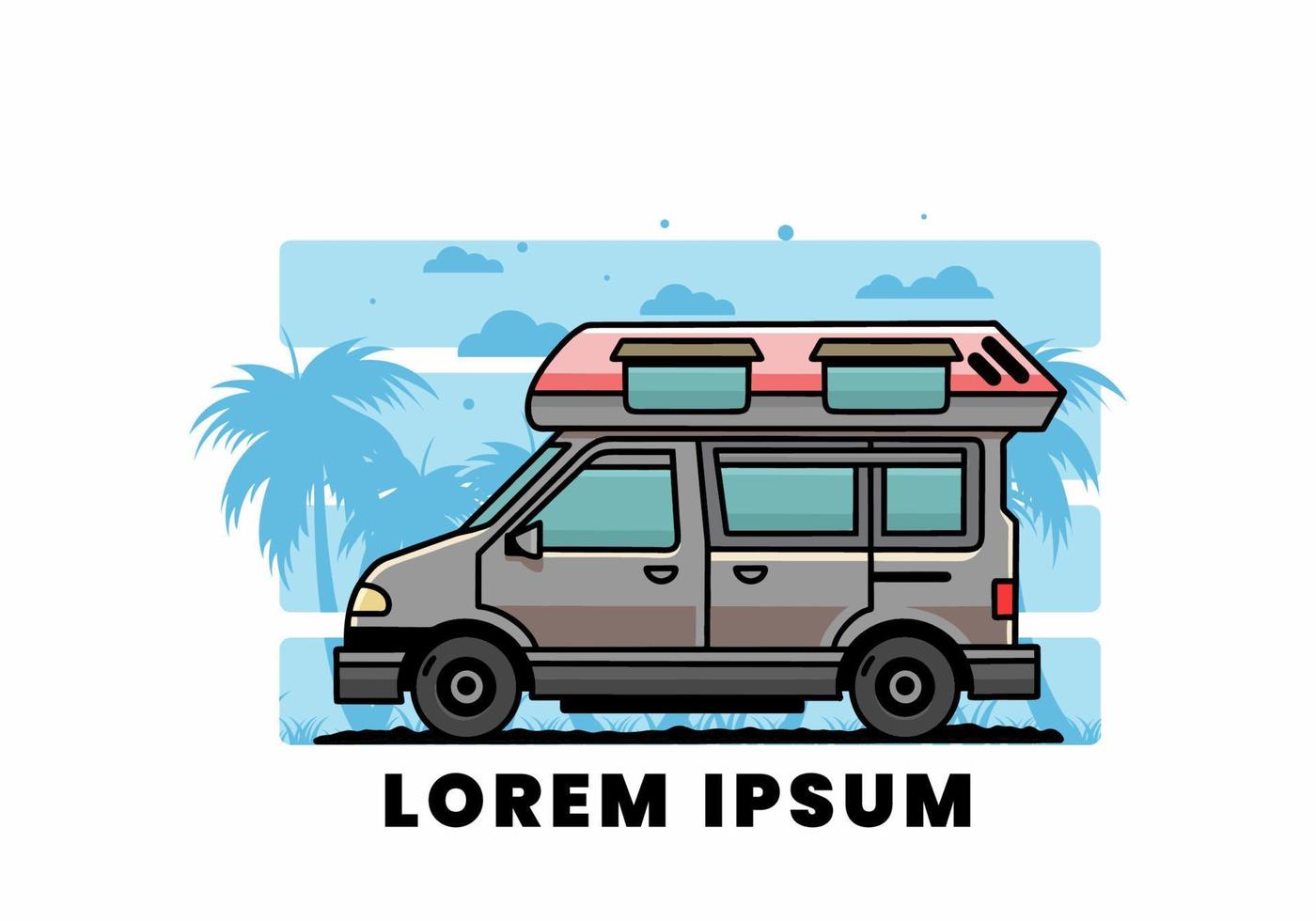 busje camper illustratie insigne ontwerp vector