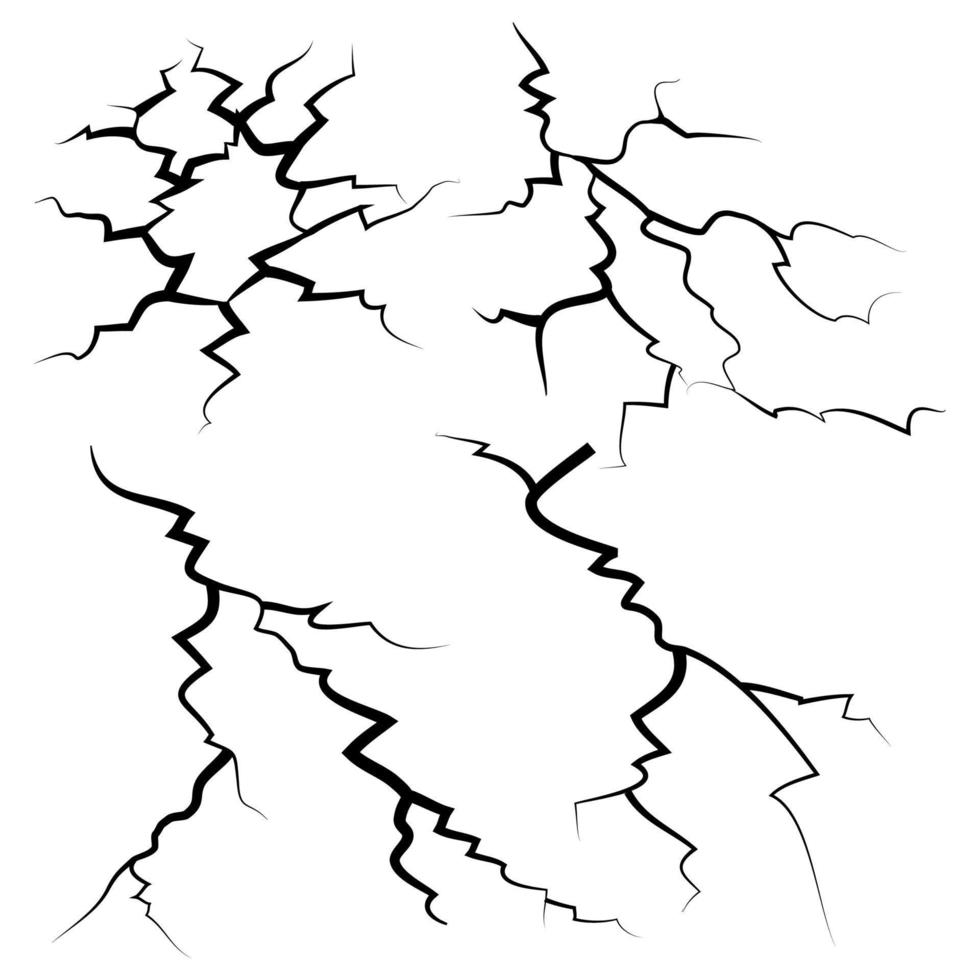 afdrukhand getrokken gebarsten muur, grond, glas, ei. tekening breken set. vector illustratie
