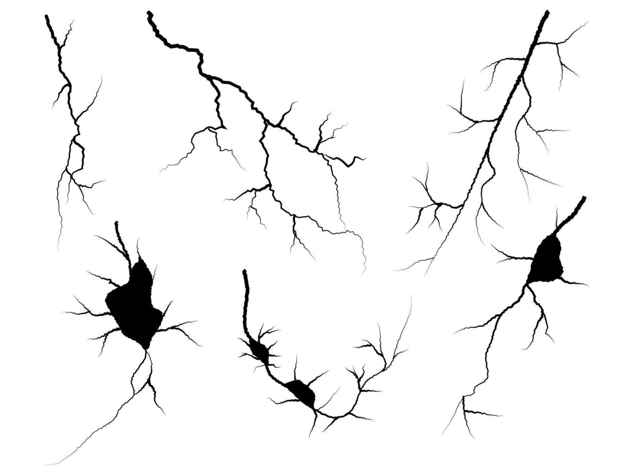 afdrukhand getrokken gebarsten muur, grond, glas, ei. tekening breken set. vector illustratie