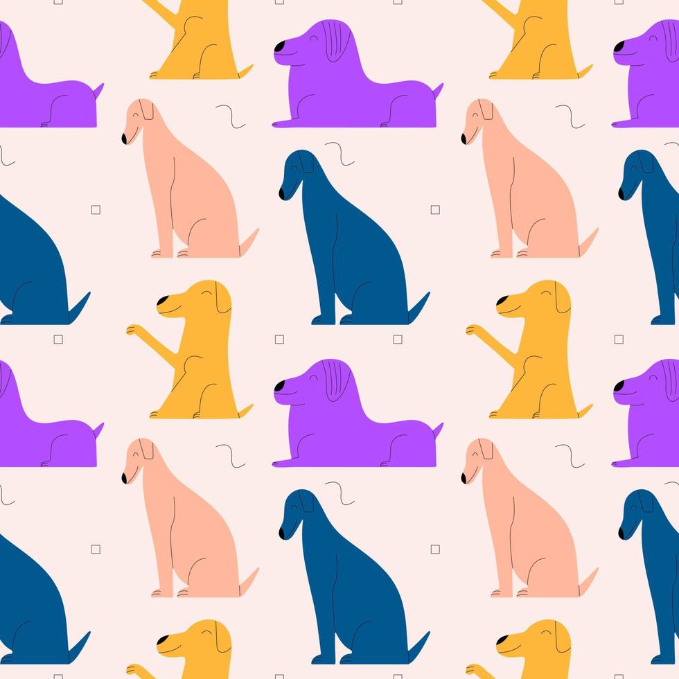 naadloos schattig patroon met verschillend honden. vector illustratie in vlak stijl