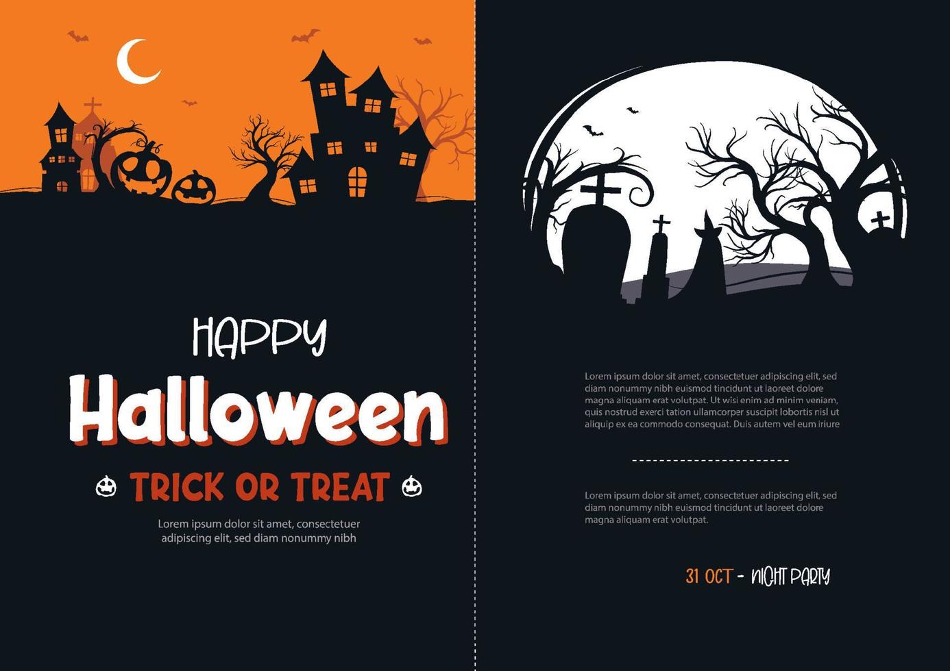 halloween groet kaarten achtergrond. halloween illustratie sjabloon voor banier, poster, folder, uitverkoop, en allemaal ontwerp. vector