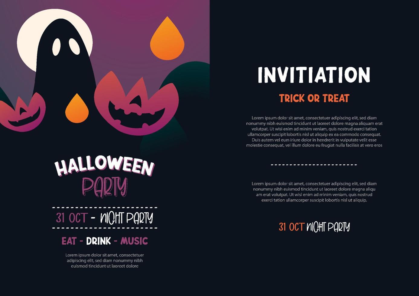 halloween partij uitnodigingen of groet kaarten achtergrond. halloween illustratie sjabloon voor banier, poster, folder, uitverkoop, en allemaal ontwerp. vector