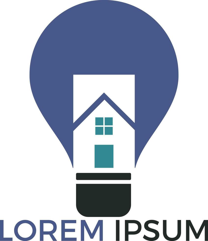 slim huis logo ontwerp. licht lamp met huis logo. concept voor slim intellectueel huis. vector