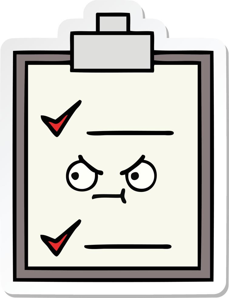 sticker van een checklist voor een schattige cartoon vector