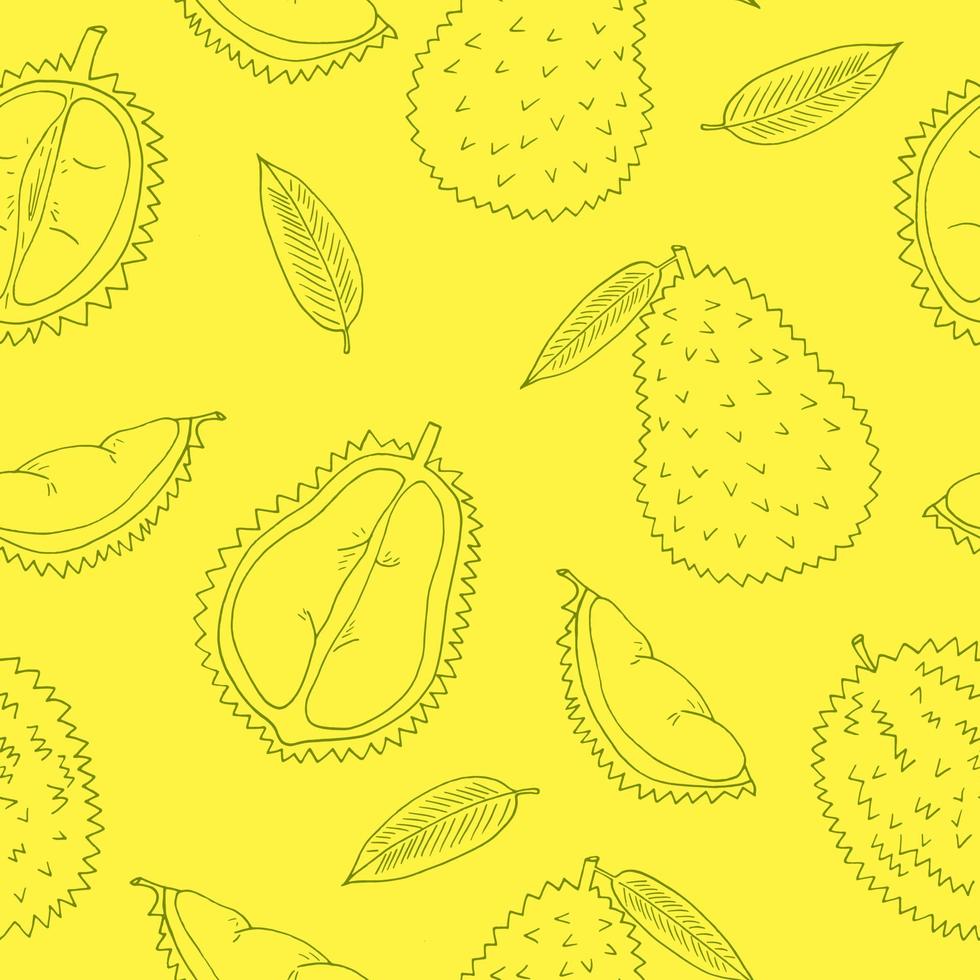 durian fruit naadloos patroon hand- getrokken in tekening stijl. omhulsel papier, achtergrond, behang, textiel vector