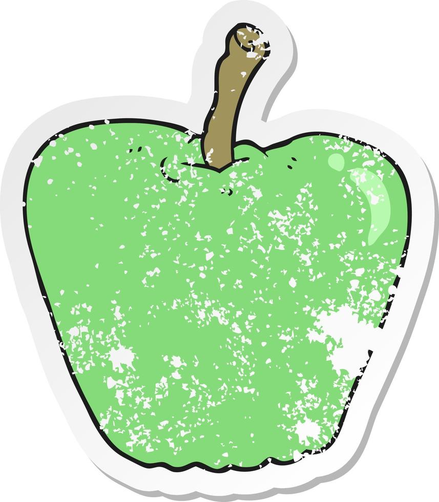 retro noodlijdende sticker van een cartoon-appel vector