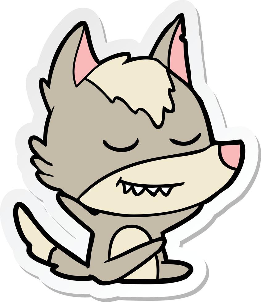 sticker van een vriendelijke cartoonwolf zittend vector