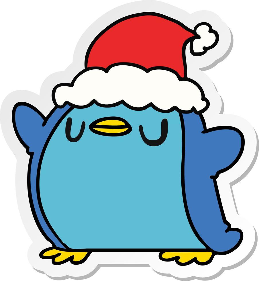 kerst sticker cartoon van kawaii pinguïn vector