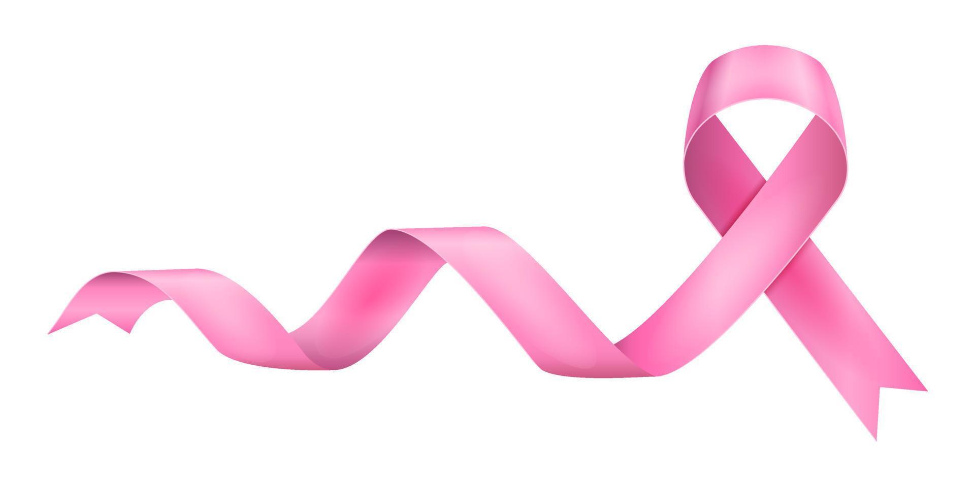 roze zijde glimmend lint in ondersteuning van borst kanker ziekte vector illustratie geïsoleerd Aan wit achtergrond