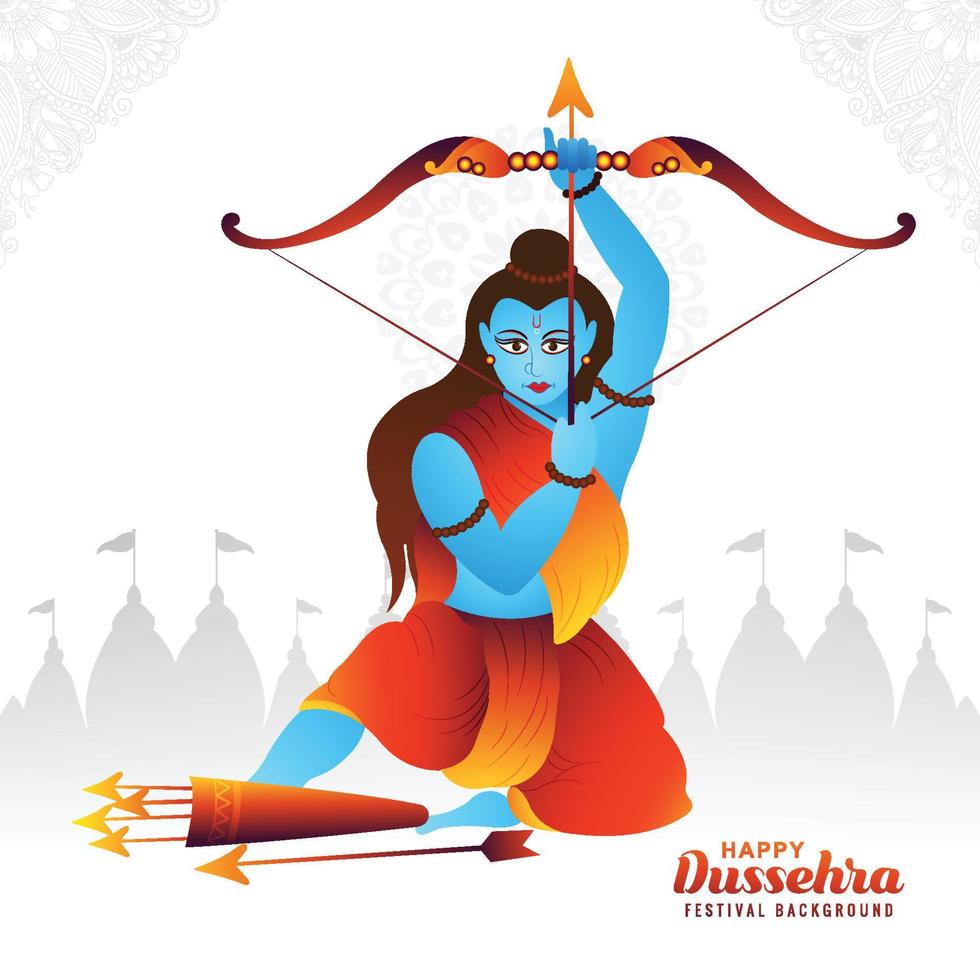 heer rama gelukkig dussehra festival wensen kaart illustratie festival achtergrond vector