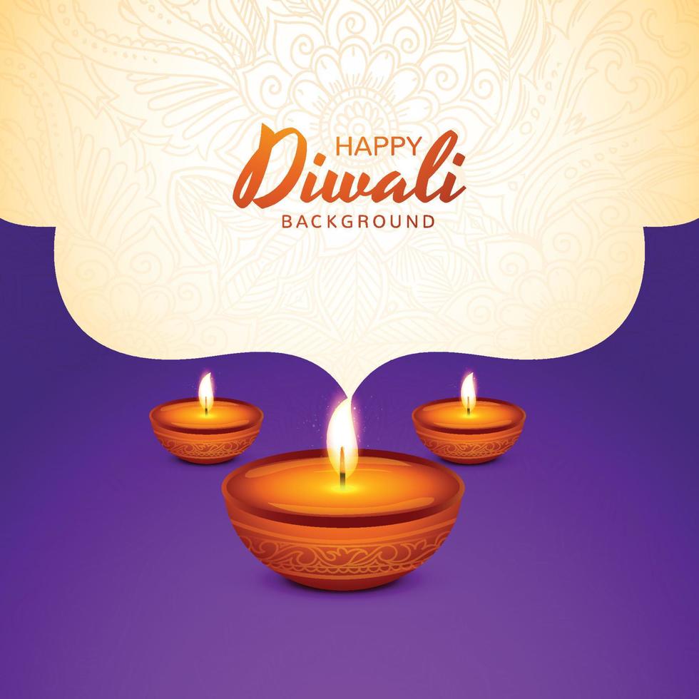 traditioneel gelukkig diwali festival achtergrond met lampen ontwerp vector