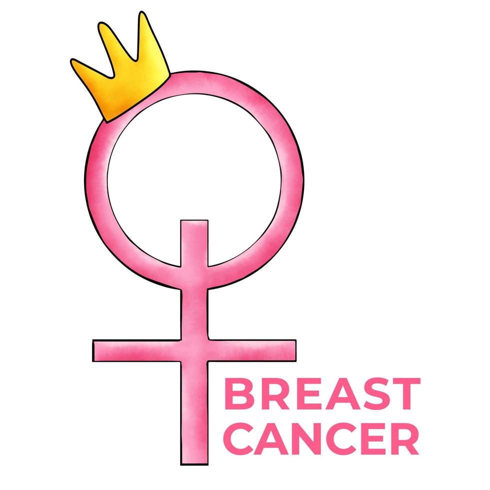 borst kanker bewustzijn maand is een gemakkelijk modern poster achtergrond ontwerp. roze teken van de vrouwelijk beginsel in de kroon. vector