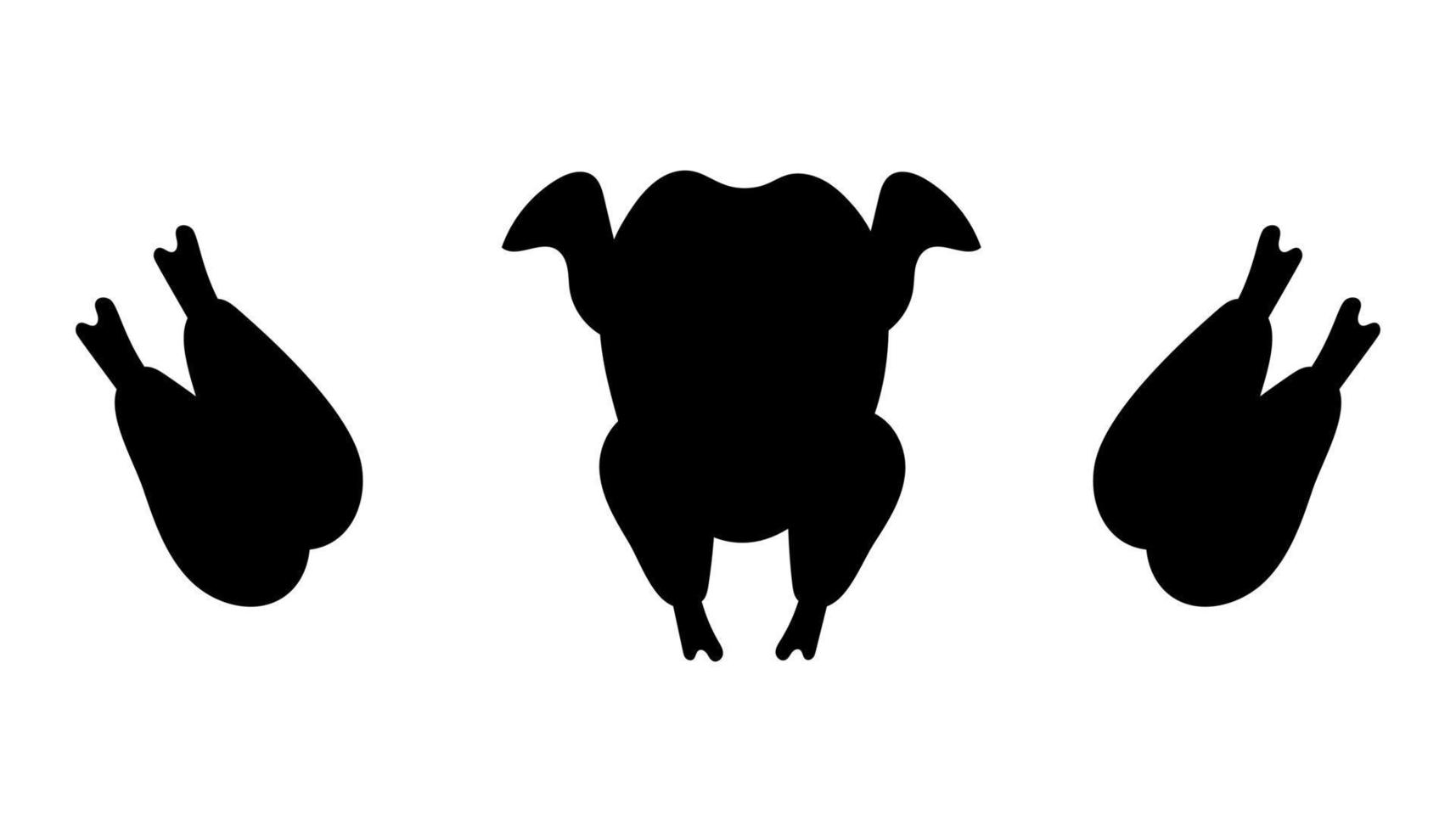 vector kalkoen kip zwart silhouet geïsoleerd Aan wit achtergrond. icoon ingrediënten voor huisdier voedsel. beeld voor vlees winkels, markt, verpakking en reclame. dankzegging kalkoen.