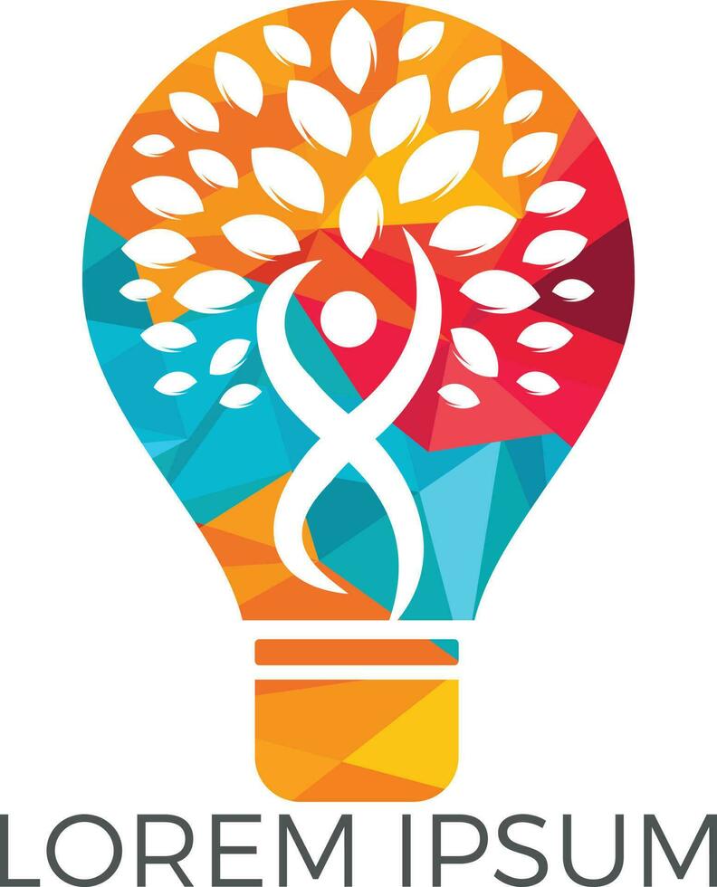 menselijk boom en licht lamp logo ontwerp. menselijk Gezondheid en zorg vector logo ontwerp sjabloon.