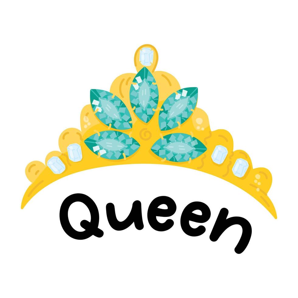 een mooi vlak sticker van koningin kroon vector