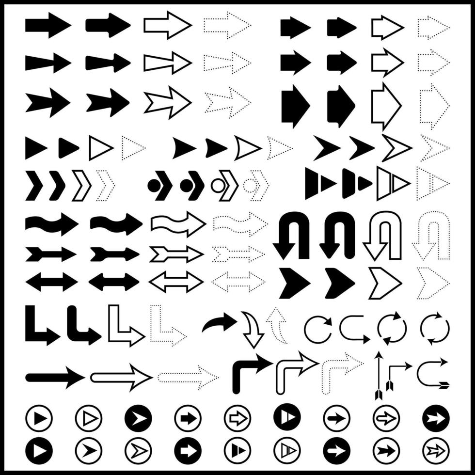 zwart pijl pictogrammen reeks verzameling vector