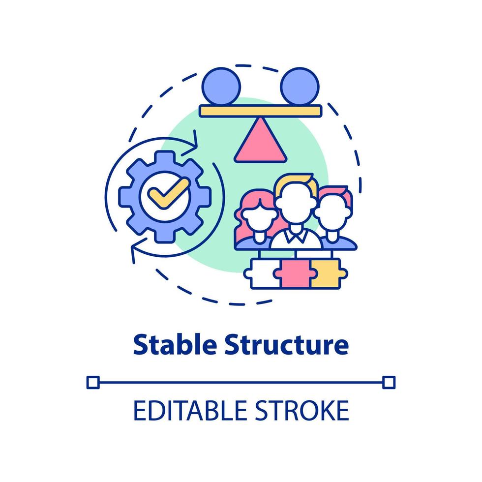 stal structuur concept icoon. coöperatie maatschappij voordeel abstract idee dun lijn illustratie. stabiliteit in organisatie. geïsoleerd schets tekening. bewerkbare hartinfarct. vector