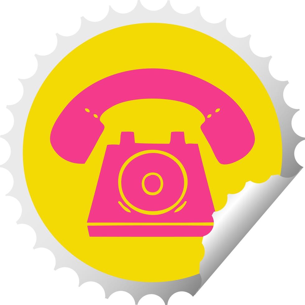 circulaire pellen sticker tekenfilm oud telefoon vector