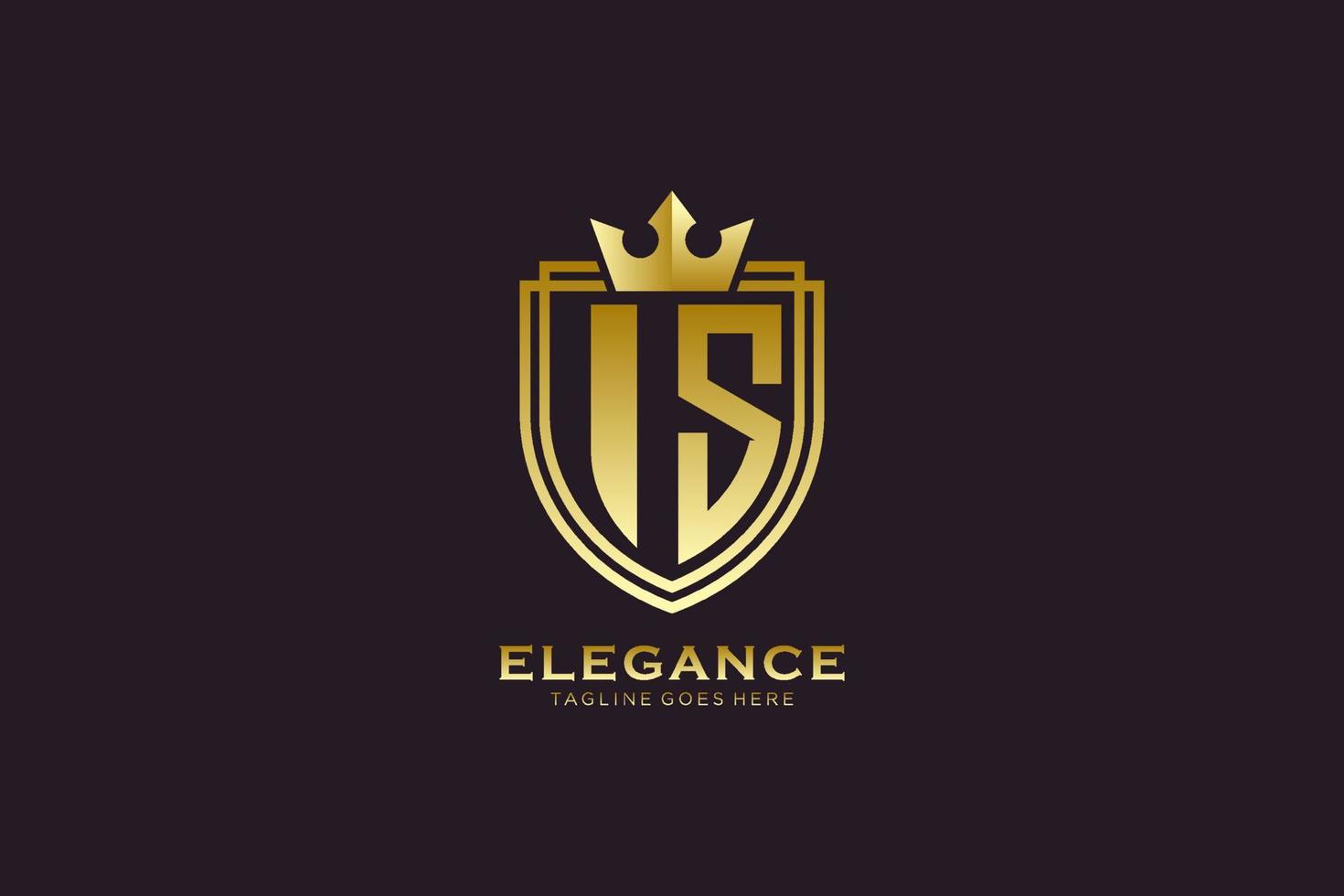 eerste is elegant luxe monogram logo of insigne sjabloon met scrollt en Koninklijk kroon - perfect voor luxueus branding projecten vector