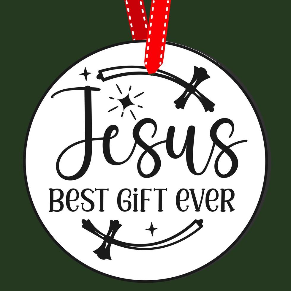 Jezus het beste geschenk ooit. ronde Kerstmis teken. Kerstmis groet ontwerpen. deur hanger vector citaat gezegden. hand- tekening vector illustratie. Kerstmis boom decoratie.