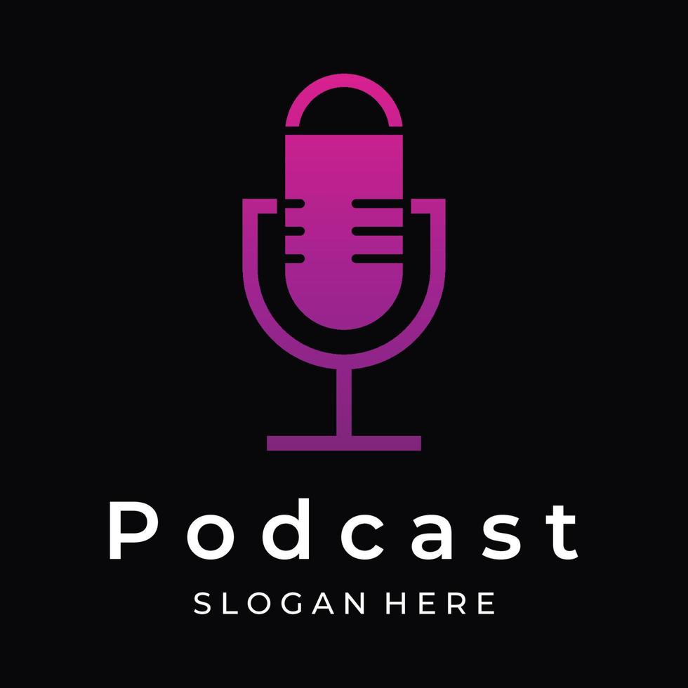 podcast logo sjabloon vector ontwerp met modern modieus microfoon geluid. podcasts voor studio, interview, multimedia en web.