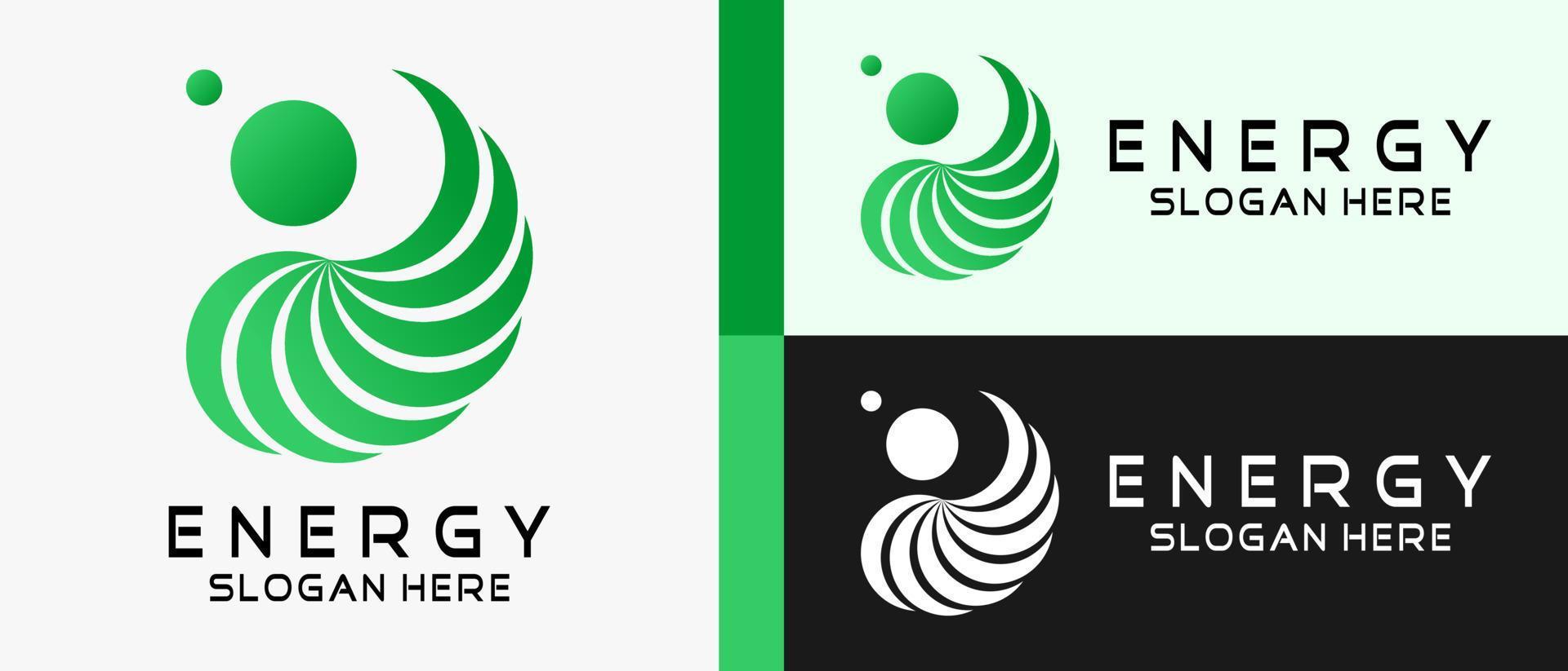 energie logo ontwerp sjabloon met vleugel en twee dots element concept. premie vector logo illustratie
