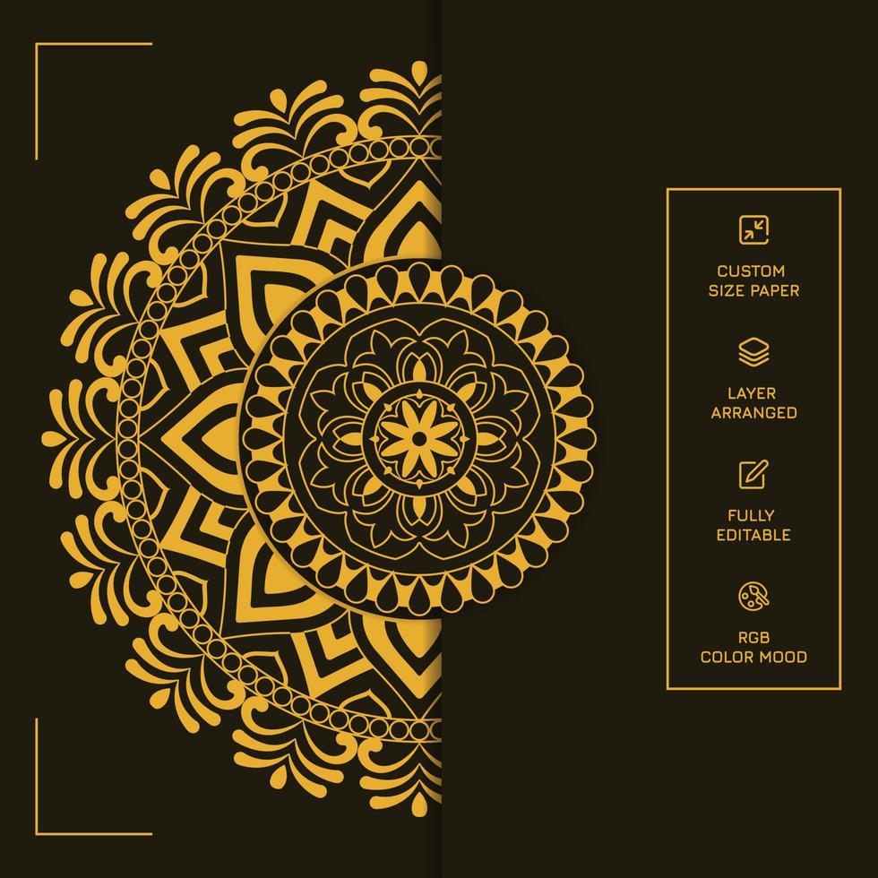 luxe mandala achtergrond arabesk decoratief ornament Arabisch Islamitisch patroon. mandala voor afdrukken, poster, omslag, brochure, folder, banier circulaire patroon mandala voor henna, mehndi, tatoeëren, decoratie vector