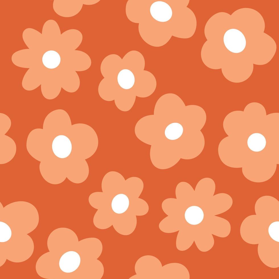 oranje tekenfilm bloemen achtergrond, naadloos patroon vector. gemakkelijk modern bloemen afdrukken ontwerp. vector