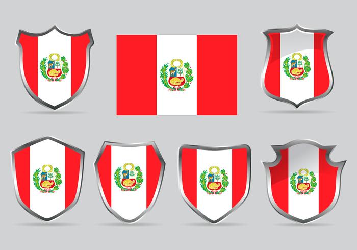 Vector set schild van vlag peru