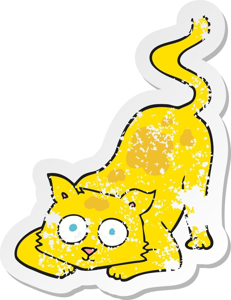 retro noodlijdende sticker van een cartoonkat vector