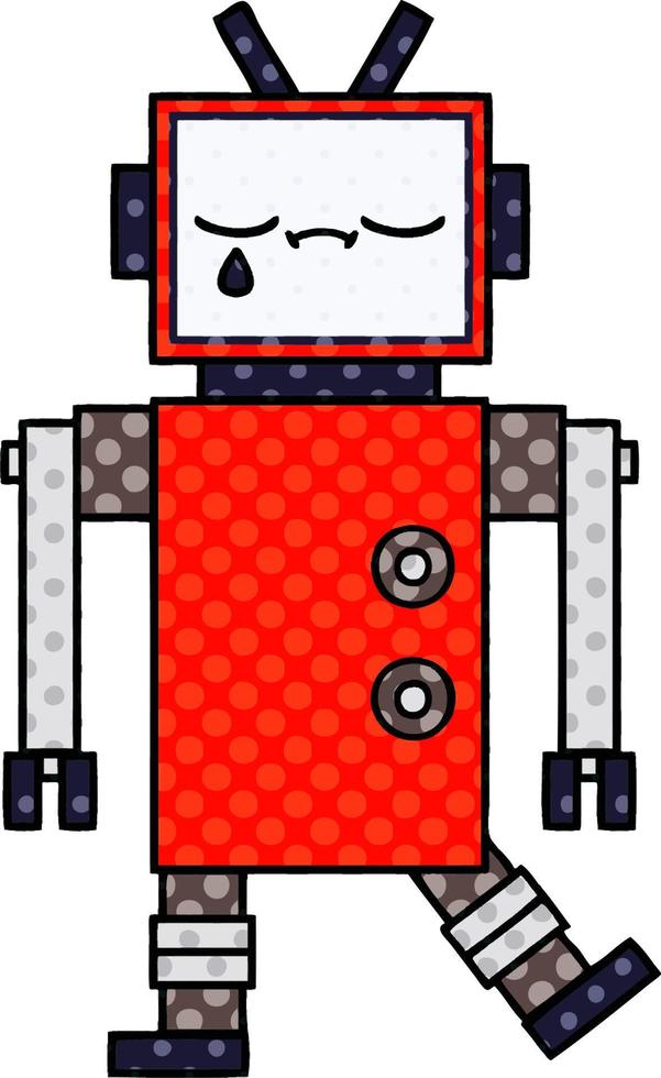 cartoon robot in stripboekstijl vector